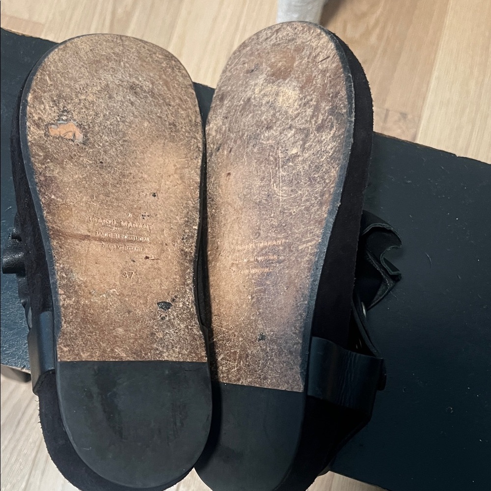 Isabel Marant Black Leather Platform Sandals - Picture 5 of 7